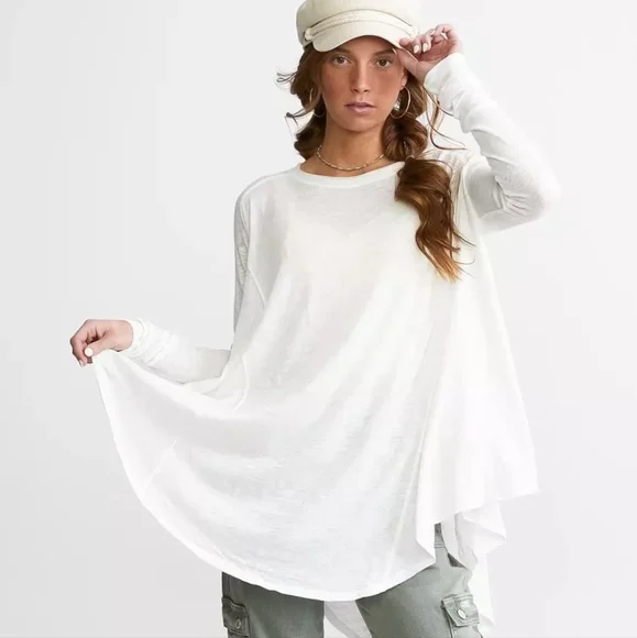 Free People Aria Trapeze Top White Women's Size Extra Small Oversized - Picture 2 of 13